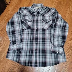 Bit Bridle Shirt Mens XL‎ Black Red Plaid Pearl Snap  Western Cowboy Button Down